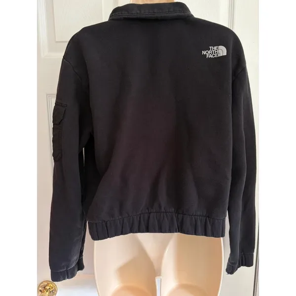 The North Face Womens Large Cropped Fleece 1/4 Zip Black Pullover sweatshirt - Image 4