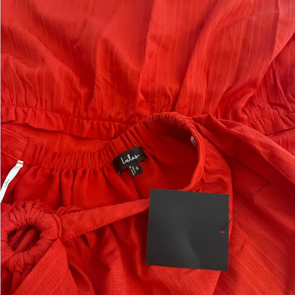 Lulus Island Vacay Red Tie-Back Maxi Dress size Small NWOT - Image 3