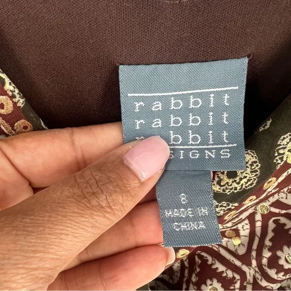 Rabbit Rabbit Rabbit Tribal Boho Printed‎ Chiffon Batwing Asymmetrical Hem Dress - Image 4