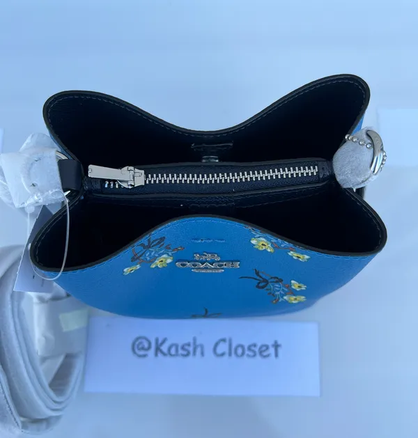 Coach Mini Town Bucket Bag With Floral Bow Print -Blue Multi - Image 7