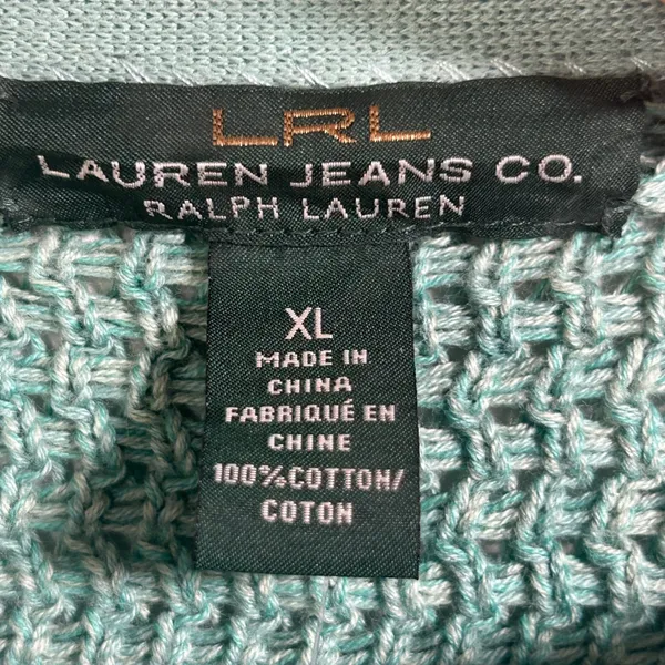 Lauren Ralph Lauren Sage Green Open Knit Cotton Boat Neck Sweater XL NWT - Image 4