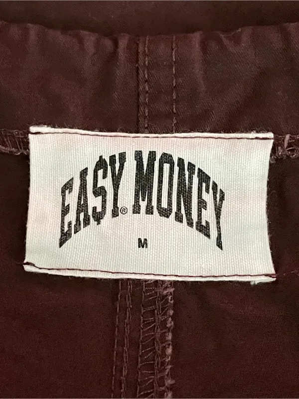 EASY MONEY SZ M Drawstring Cargo Pants - Burgundy - Image 3