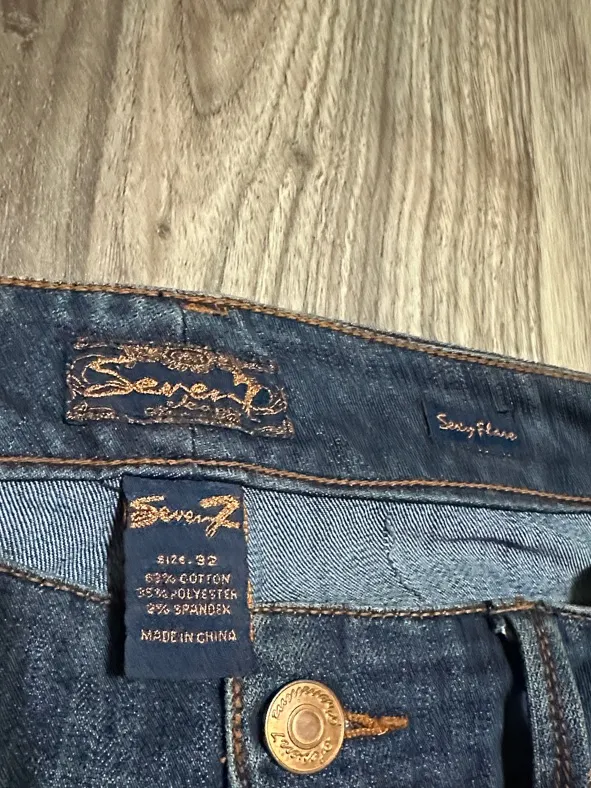 Seven7 Dark Blue Flare Jeans - Image 2