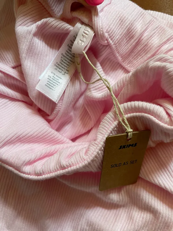 SKIMS Soft Lounge Ribbed Pink Drawstring Pajama Pants NWT Size XS - Image 4