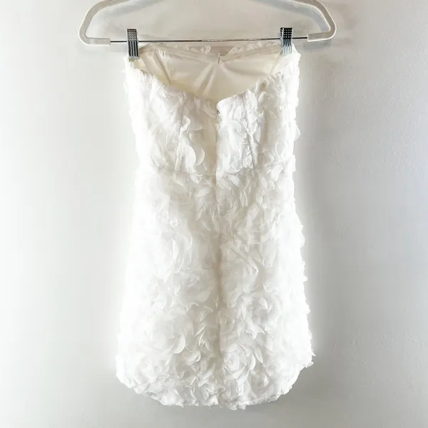 Selfie Leslie In Paris Embellished Strapless Rosette Mini Dress White XS - Image 5