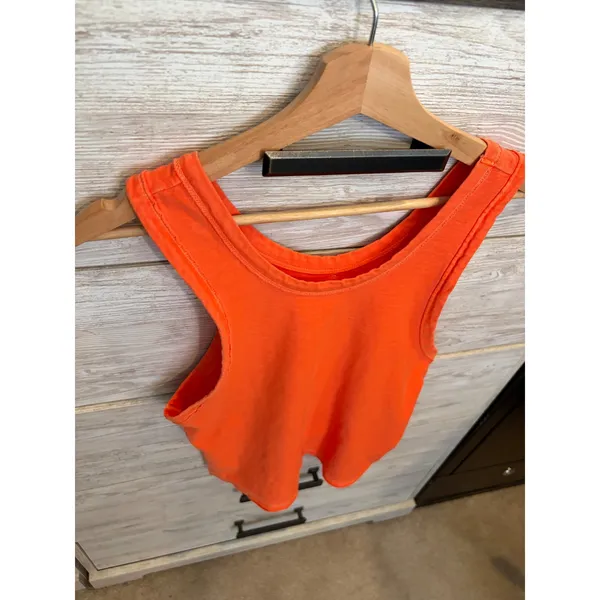 Free People Movement Free Throw Tank Orange Cropped Sleeveless Top Size M - Image 3