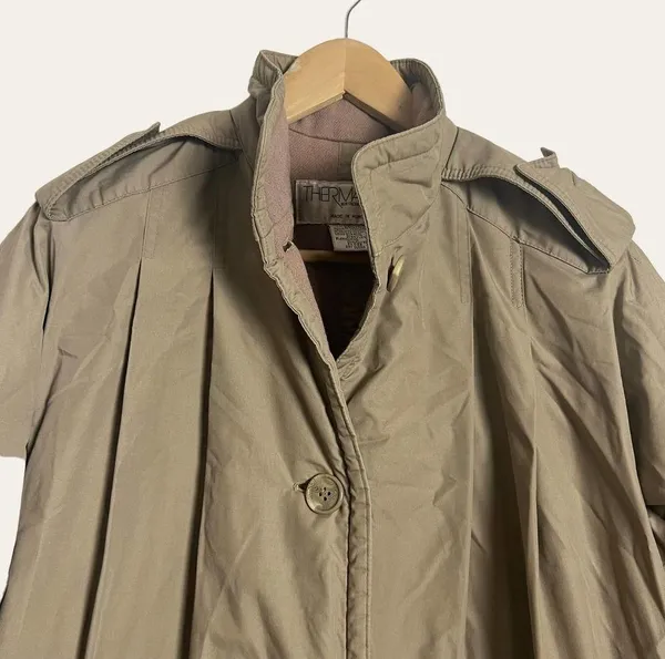 Vintage Thermaster Khaki Wool Insulated Trench Coat Size 6 - Image 4