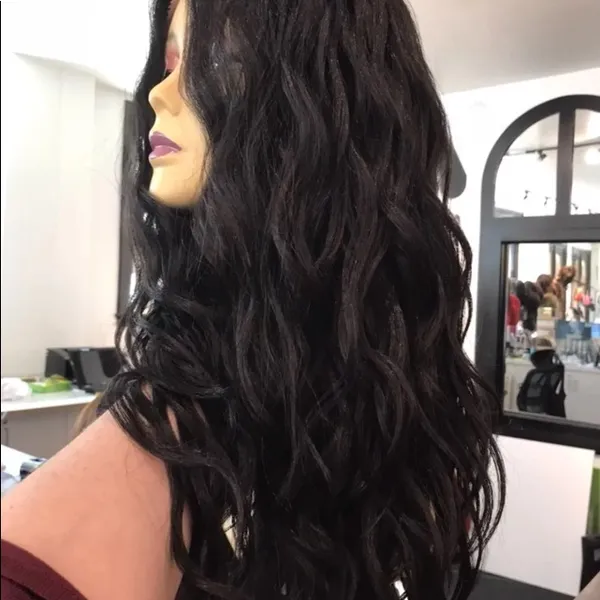 Wig Swisslace Human hair Blende Brown Long Curls - Image 3