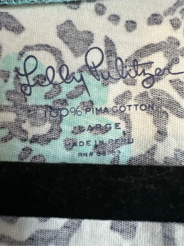Lilly Pulitzer Juliet Dress Hippy Hippy Shake Womens Large V Neck Blue Black - Image 5