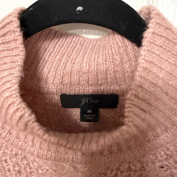 J. CREW mock neck cable knit sweater size medium pink alpaca blend‎ - Image 4