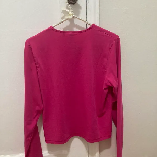 SKIMS NWT Cropped Long Sleeve T-Shirt Top AP-LGS-1370 Raspberry Size 2X - Image 4