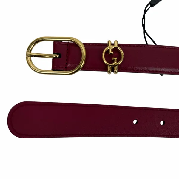 Gucci Interlocking GG Logo Leather Belt Russet Red Size 80cm/ 32in - Image 8