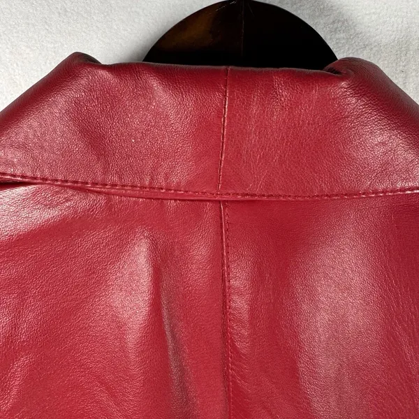 Vintage Yvonne de Marie Size Small Red Leather Jacket Moto Biker 80s - Image 7