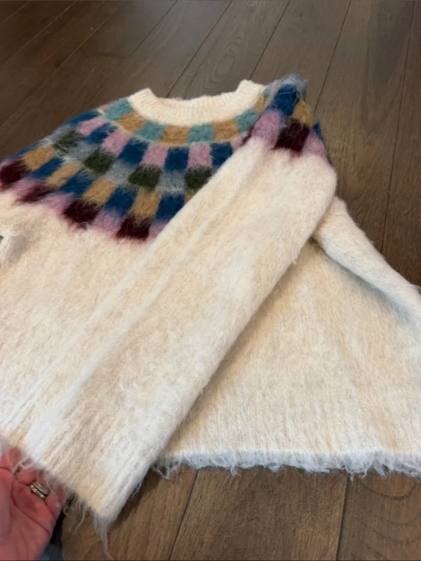 Madewell Sorenna Brushed Checkerboard Sweater in Size Medium - C71-014 - Image 6