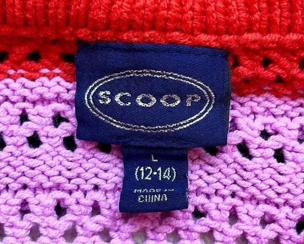 Scoop Red and Purple Striped Lightweight Sweater Top - Image 3