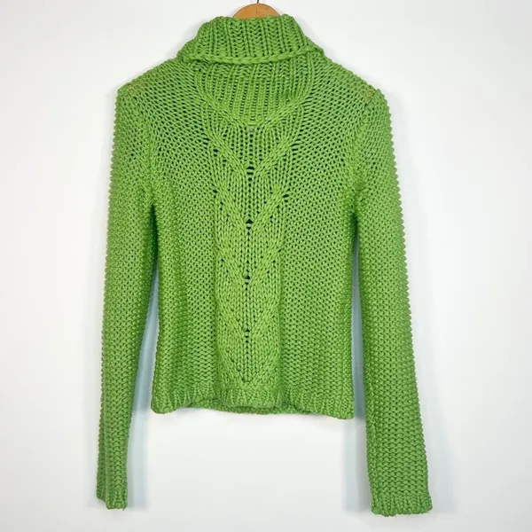 Glamorous Green Chunky Knit Turtleneck Pullover Sweater Womens S - Image 2