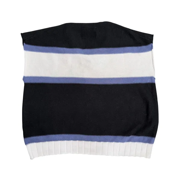 Free People We The Free Tommy Sweater Vest Womens Black Blue Striped V-Neck Knit - Image 5
