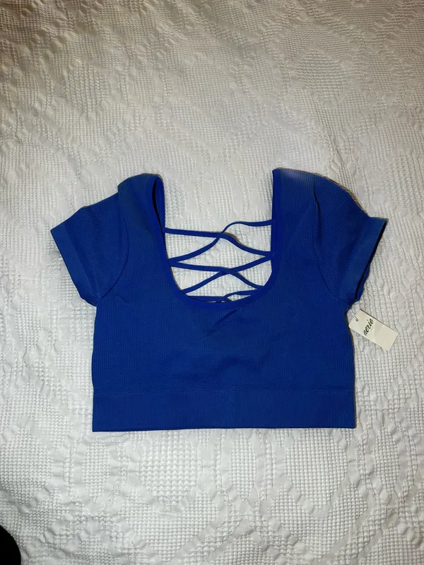 Aerie Seamless Cap Sleeve Bralette Top - Electric Blue - Image 3