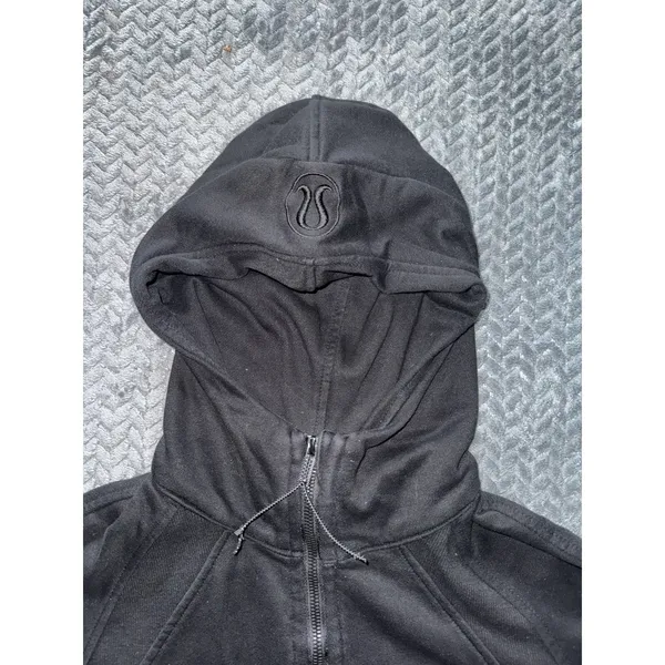 Lululemon Women's Scuba Hoodie Black 1/2 Zip Cropped Thumbholes Sz 4 - Image 3