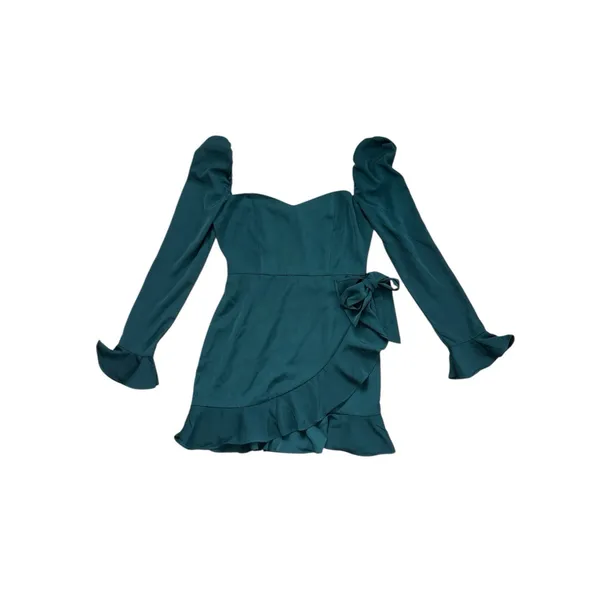 Revolve Superdown‎ Khloe Ruffle Long Sleeve Wrap Sweetheart Dress Green Small - Image 2