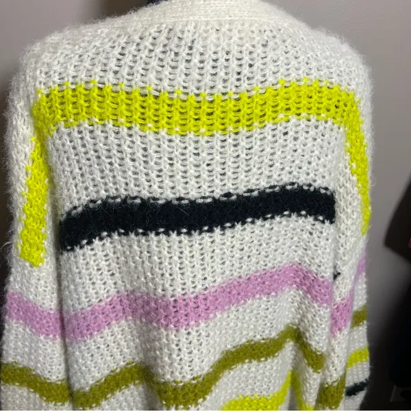 Vero Moda Aperol Striped Open Front chunky knit color block cardigan sweater - Image 6