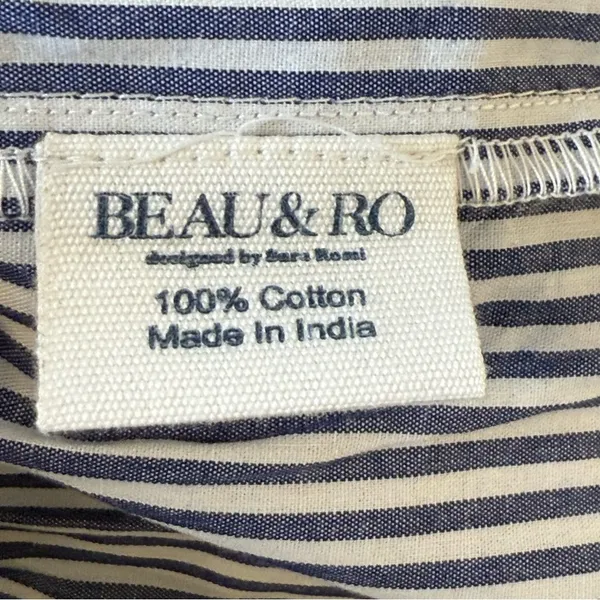 Beau & Ro The Margot Dress Navy White Stripe Small Smocked Nautical Beach‎ Flowy - Image 12