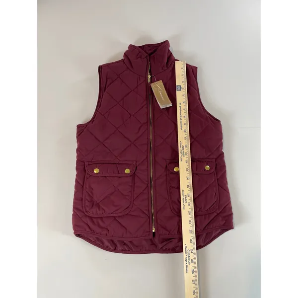 Blue Rain Vest Size S Burgundy Quilted Puffer Gold Hardware High Low Hem NWT - Image 2