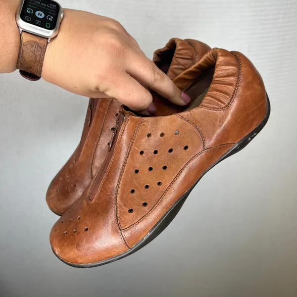 Dansko Womens Brown Leather Front Zip Perforated Loafers Size 40 US 9.5-10 - Image 3