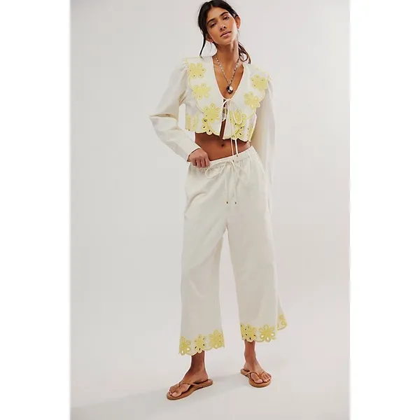 Free People Amina Boho Cropped Blouse Sz M - Image 4