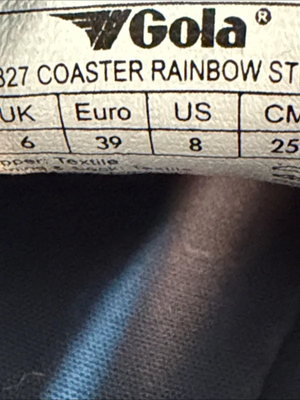 Gola‎ Coaster Rainbow Stitch Denim Multi Canvas Vegan Sneakers Womens Size 8 - Image 11