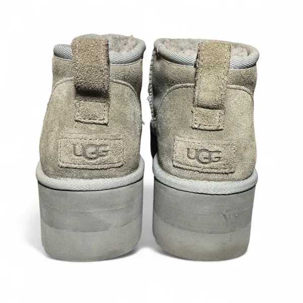 UGG Classic Ultra Mini Platform Booties Women’s 11 Gray Suede Sheepskin 1135092 - Image 7