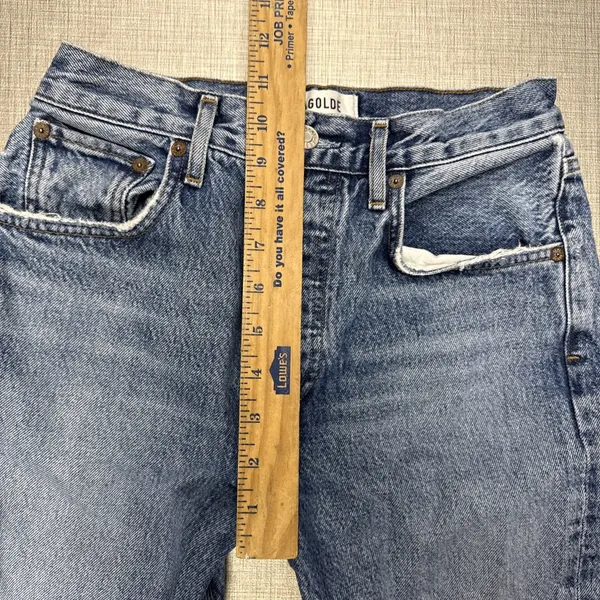 Agolde denim button fly‎ raw hem Ripley jeans size 24 - Image 8