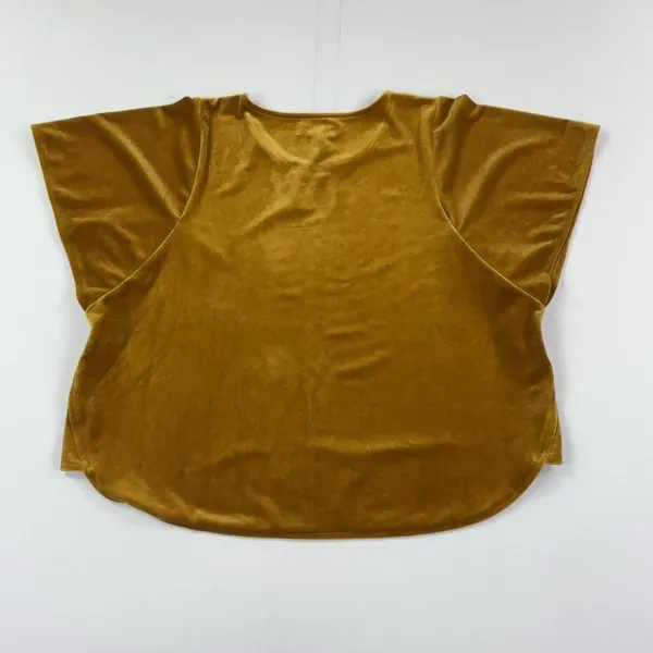 Madewell Blouse Womens L Gold Velvet Crew Neck Short Sleeve Stretch Dolman Top - Image 9