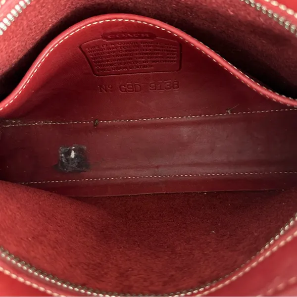 Coach Vintage 9138 Red Glove Tan Leather Mimosa Zip Shoulder Crossbody Bag - Image 8