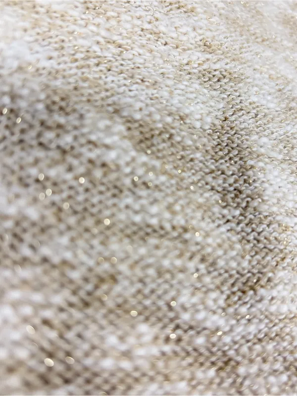 JM COLLECTION Oversized Beige Marled Knit Cardigan 1/2 Sleeve Boho Metallic, XL - Image 11