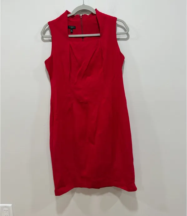 Talbots Red Sheath Dress Sleeveless Career Cocktail Midi Size 8p - Image 2