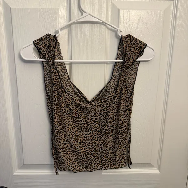 SheIn Leopard Print Mesh Ruched Sleeveless Top - Image 2