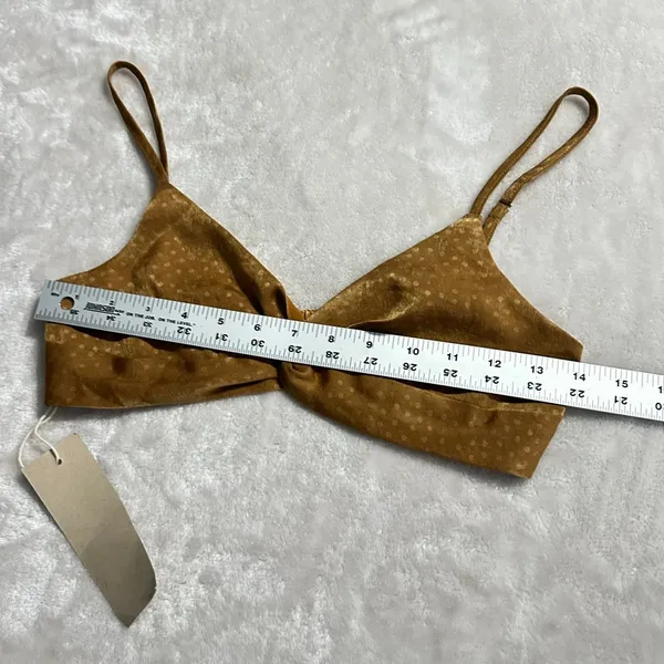 ACOA Bralette Crop Top Women's Small Brown Strappy Twisted Front Elastic Back - Image 6