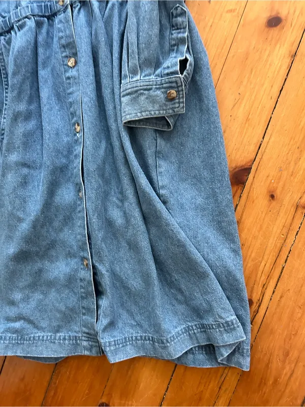 Eddie Bauer vintage button front denim long sleeve dress cotton medium - Image 2