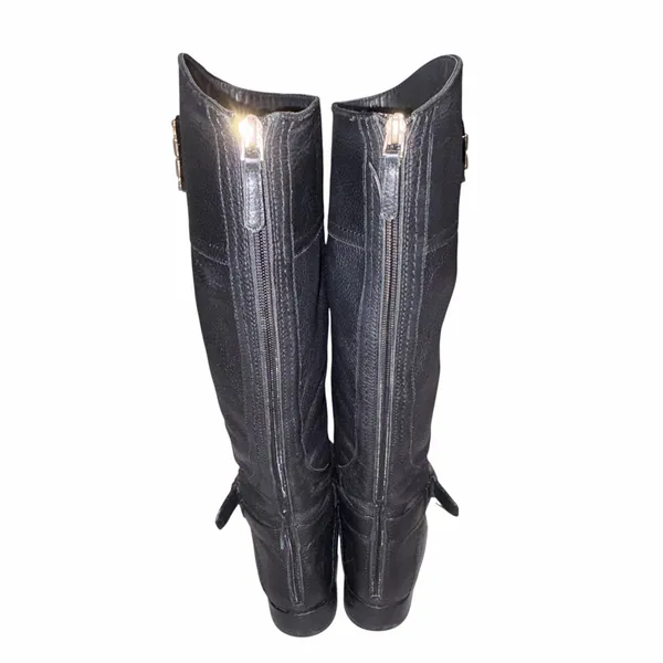 Tory Burch Black Pebbled Leather Teresa Tall Riding Boots Shoes 6 - Image 6
