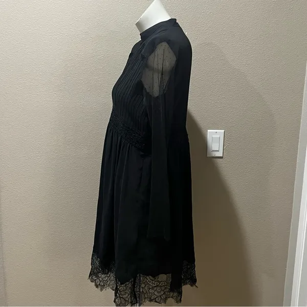 Zara basic black lace long sleeve black dress - Image 5