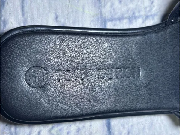 TORY BURCH Double T Sport Leather Slide Sandal Perfect Black Size 9.5 (40) - Image 6