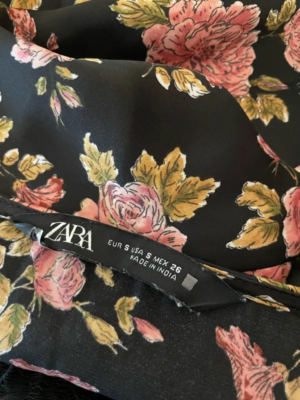 Zara Brown Maxi Slip Lingerie Style Print Dress Pink Floral Small - Image 7