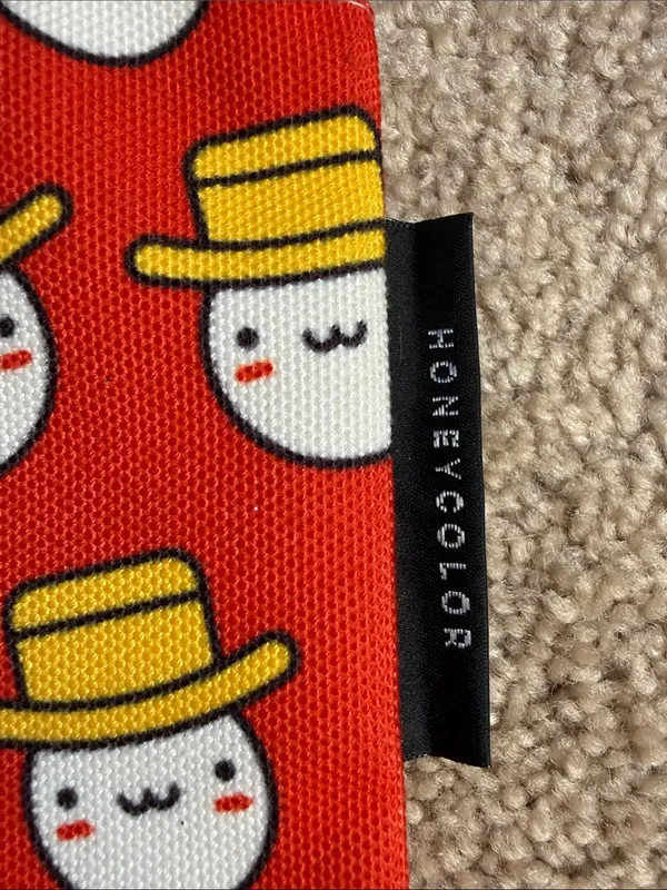 HONEYCOLOR Red Cosmetic Bag with Cute Egg Character Print - Image 2