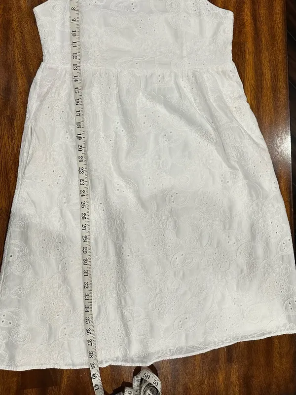 Nanette Lepore White‎ Sleeveless Embroidered Dress With Pockets- Size 14. - Image 7