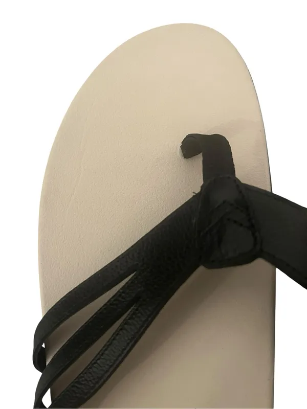 Vionic Alta Toe Post Sandals Black Leather Cream Thong Comfort Shoes 8.5M - Image 8