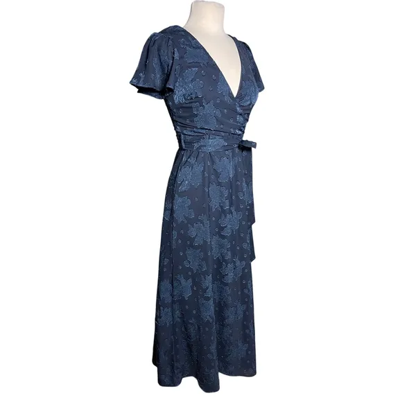 LULUS Compelling Love Navy Blue Floral Burnout Belted Maxi Dress - Image 4