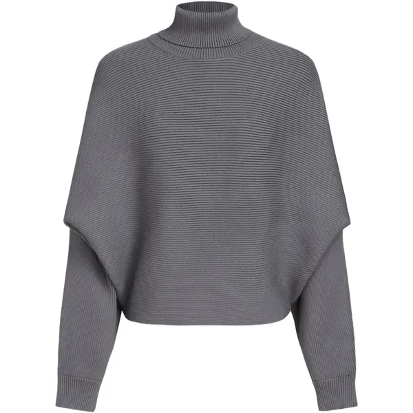 Cider Womens Gray Batwing Turtleneck Ribbed Knit Oversized Sweater XL CD20221013 - Image 2
