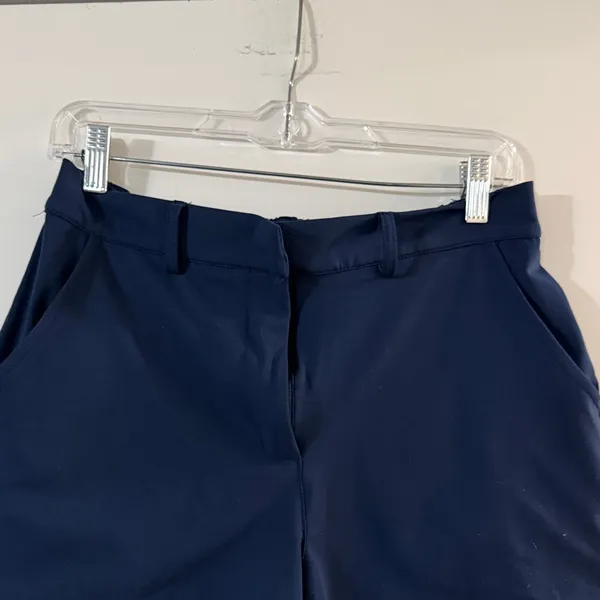 High-Waist Navy Women's Shorts with Tailored Front - Image 2