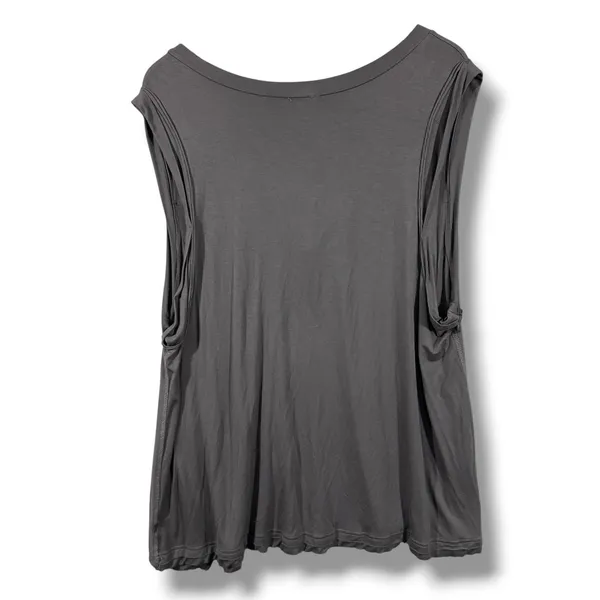 POL Tank Top Charcoal Grey V-Neck Pleated Shoulder Hem Size Large - Image 2